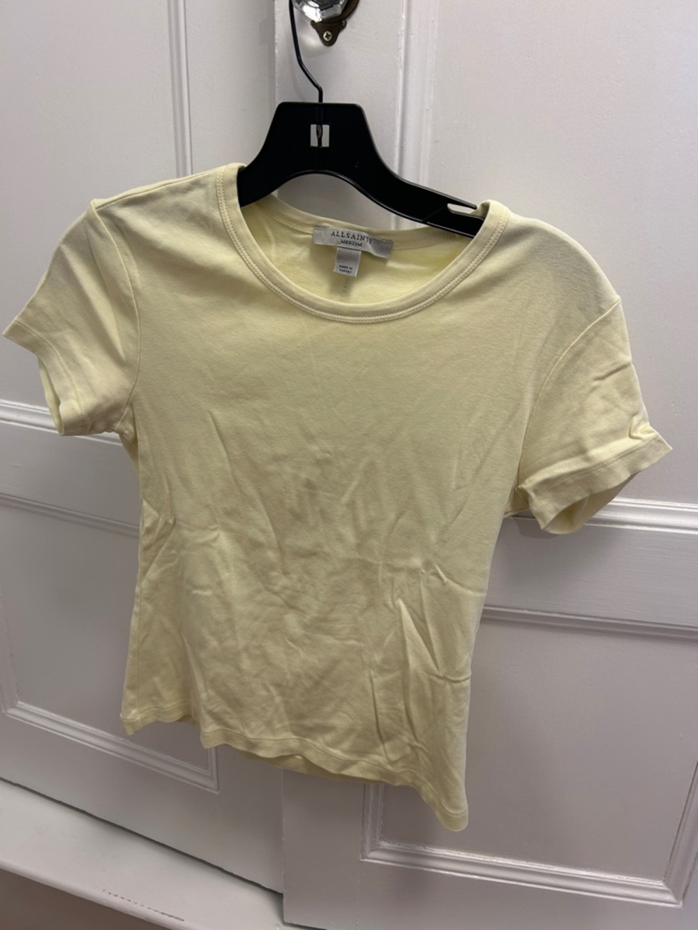 All Saints Pale Lemon Crewneck Short Sleeve Tee